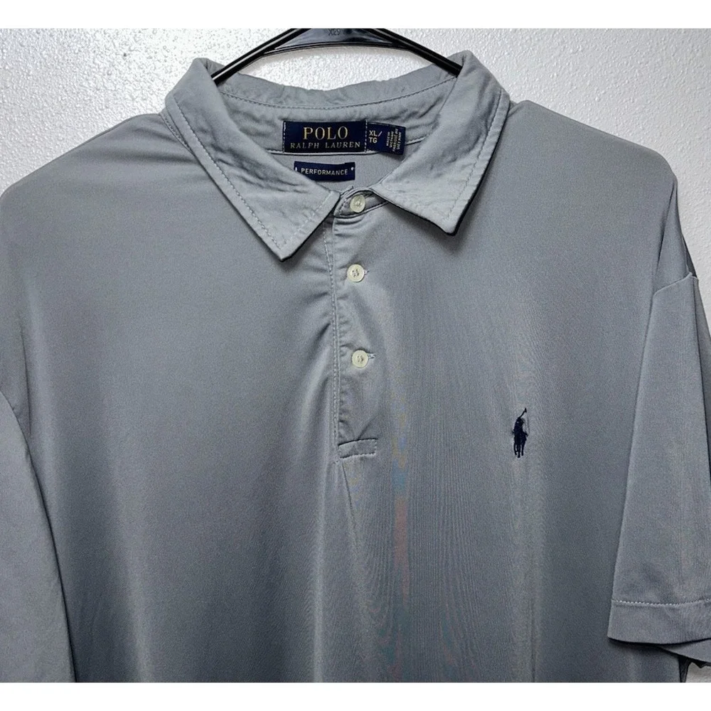 Ralph Lauren Polo Shirt Mens‎ XL Gray Performance Golf Stretch Wicking Pony